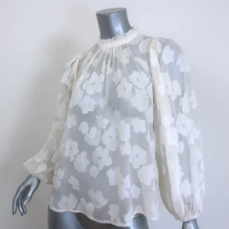 Ulla Johnson Sandrine Blouse Crème Imprimé Fleuri Taille 2 Haut à Manches Longues