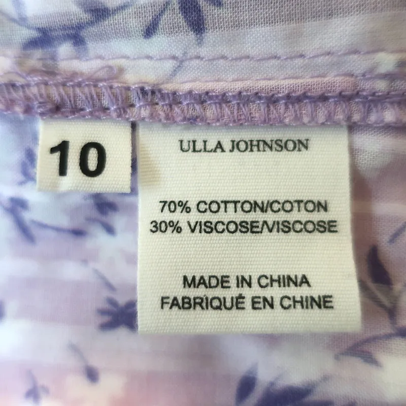 Blouse Ulla Johnson Top Ida à manches volantes, imprimé floral lilas, taille 10