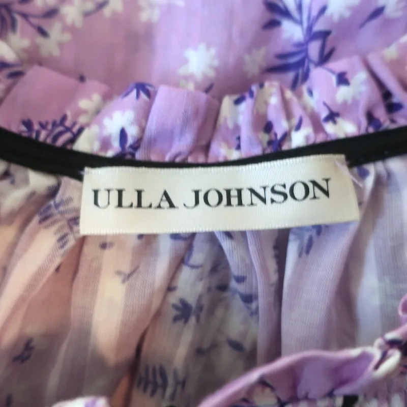 Blouse Ulla Johnson Top Ida à manches volantes, imprimé floral lilas, taille 10
