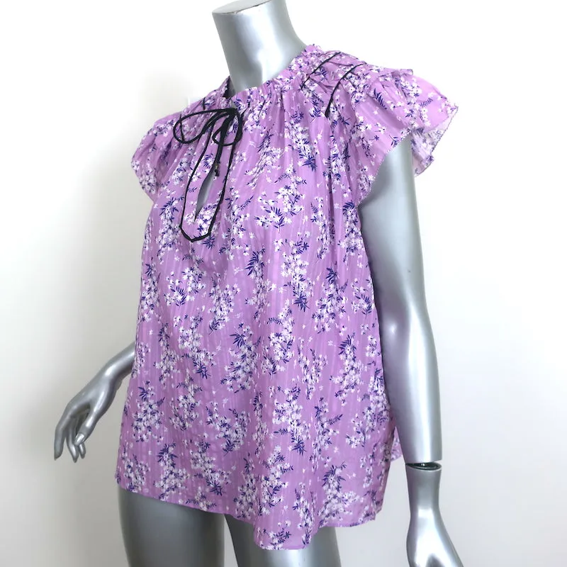 Blouse Ulla Johnson Top Ida à manches volantes, imprimé floral lilas, taille 10