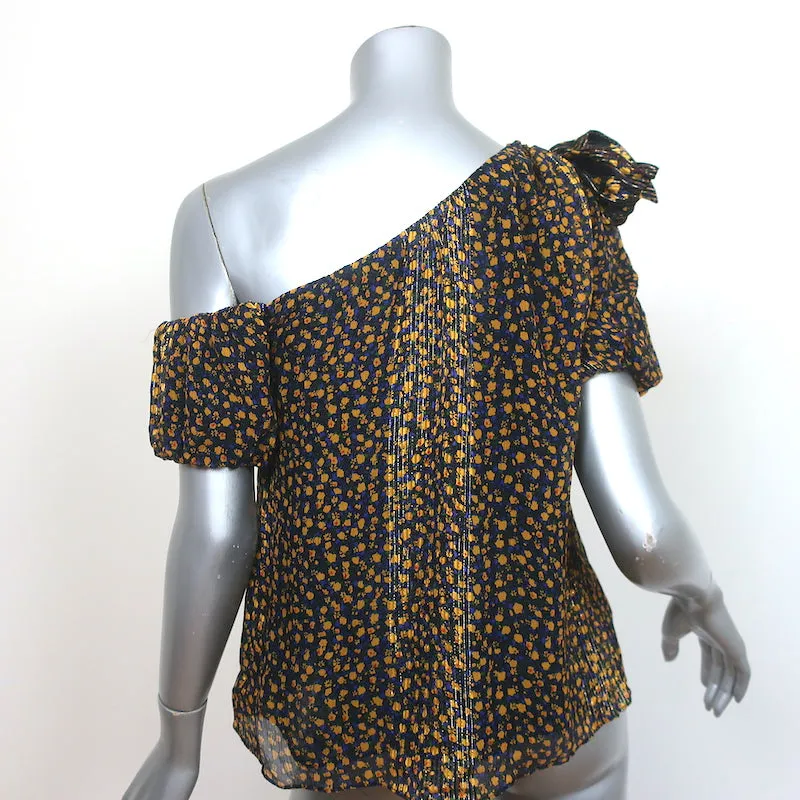 Ulla Johnson xo Barneys Haut à une épaule Femi Imprimé floral Soie métallisée Taille 2