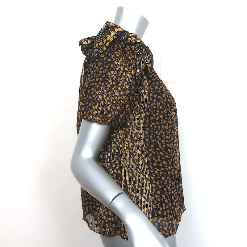 Ulla Johnson xo Barneys Haut à une épaule Femi Imprimé floral Soie métallisée Taille 2
