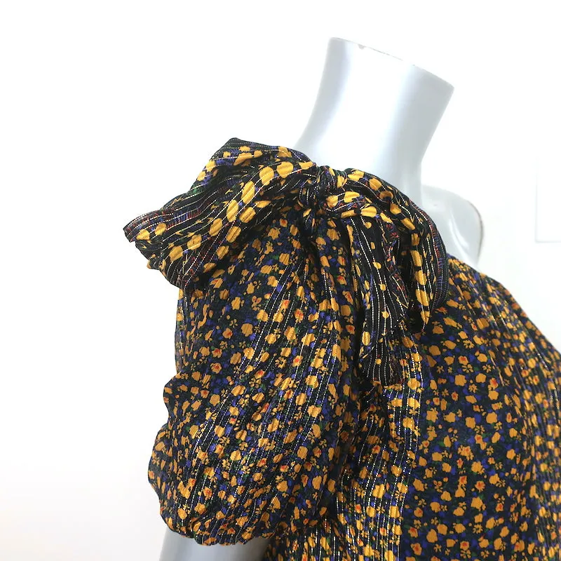 Ulla Johnson xo Barneys Haut à une épaule Femi Imprimé floral Soie métallisée Taille 2