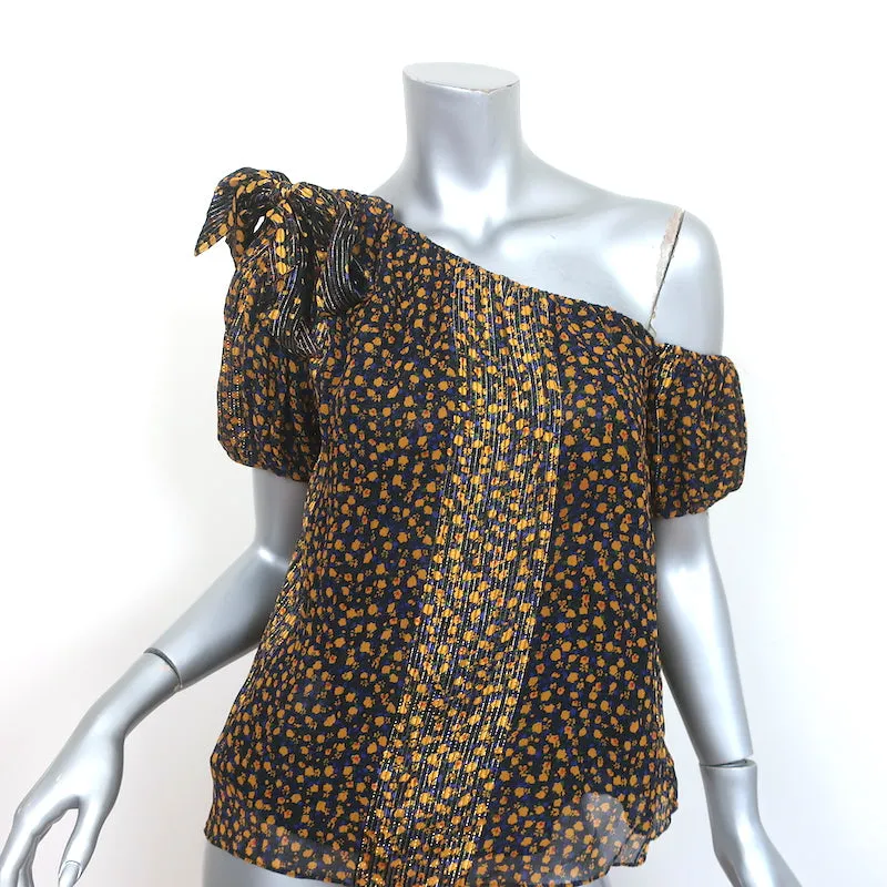 Ulla Johnson xo Barneys Haut à une épaule Femi Imprimé floral Soie métallisée Taille 2
