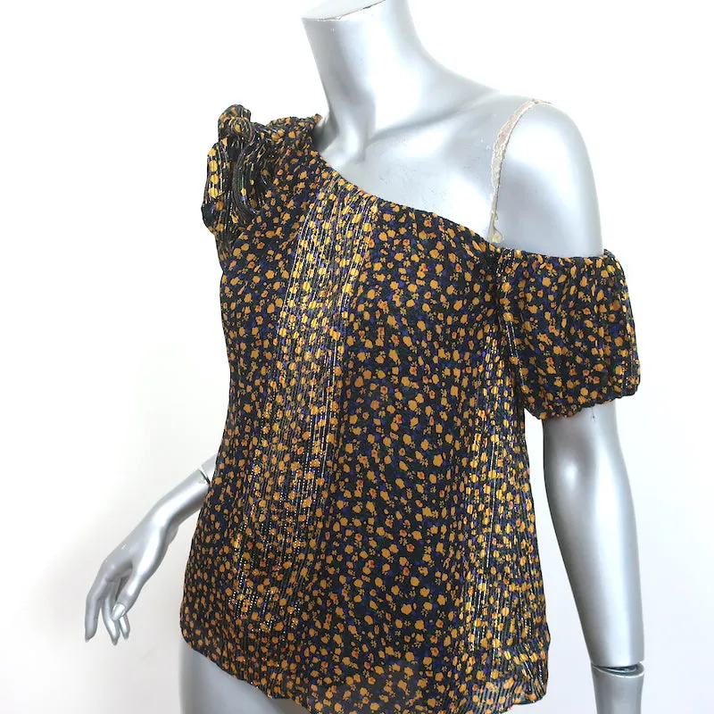 Ulla Johnson xo Barneys Haut à une épaule Femi Imprimé floral Soie métallisée Taille 2