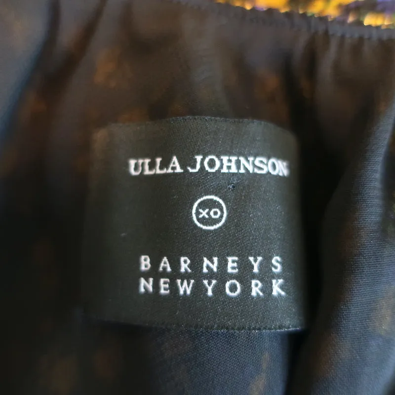 Ulla Johnson xo Barneys Haut à une épaule Femi Imprimé floral Soie métallisée Taille 2