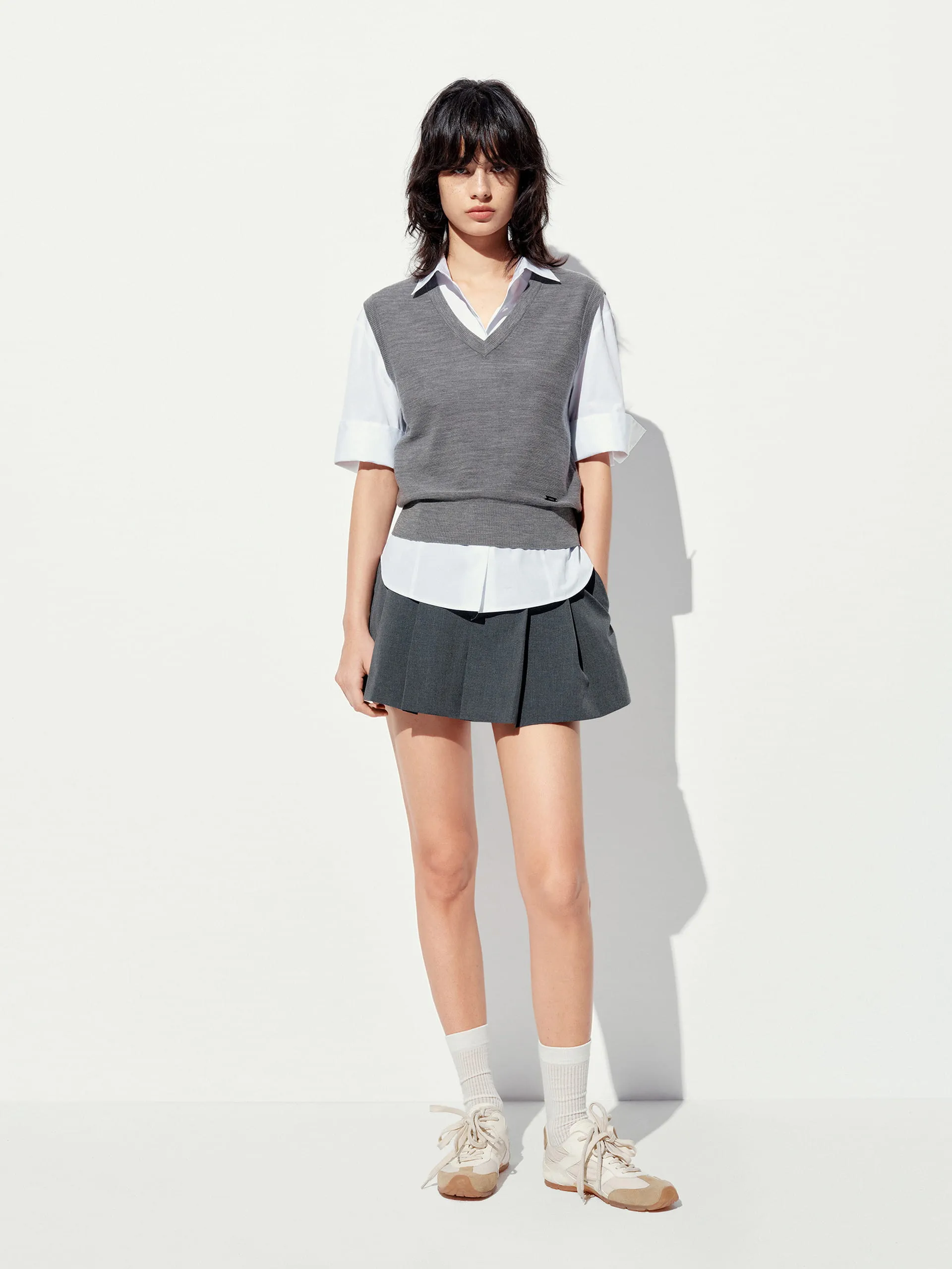 Gilet en laine à col en V
