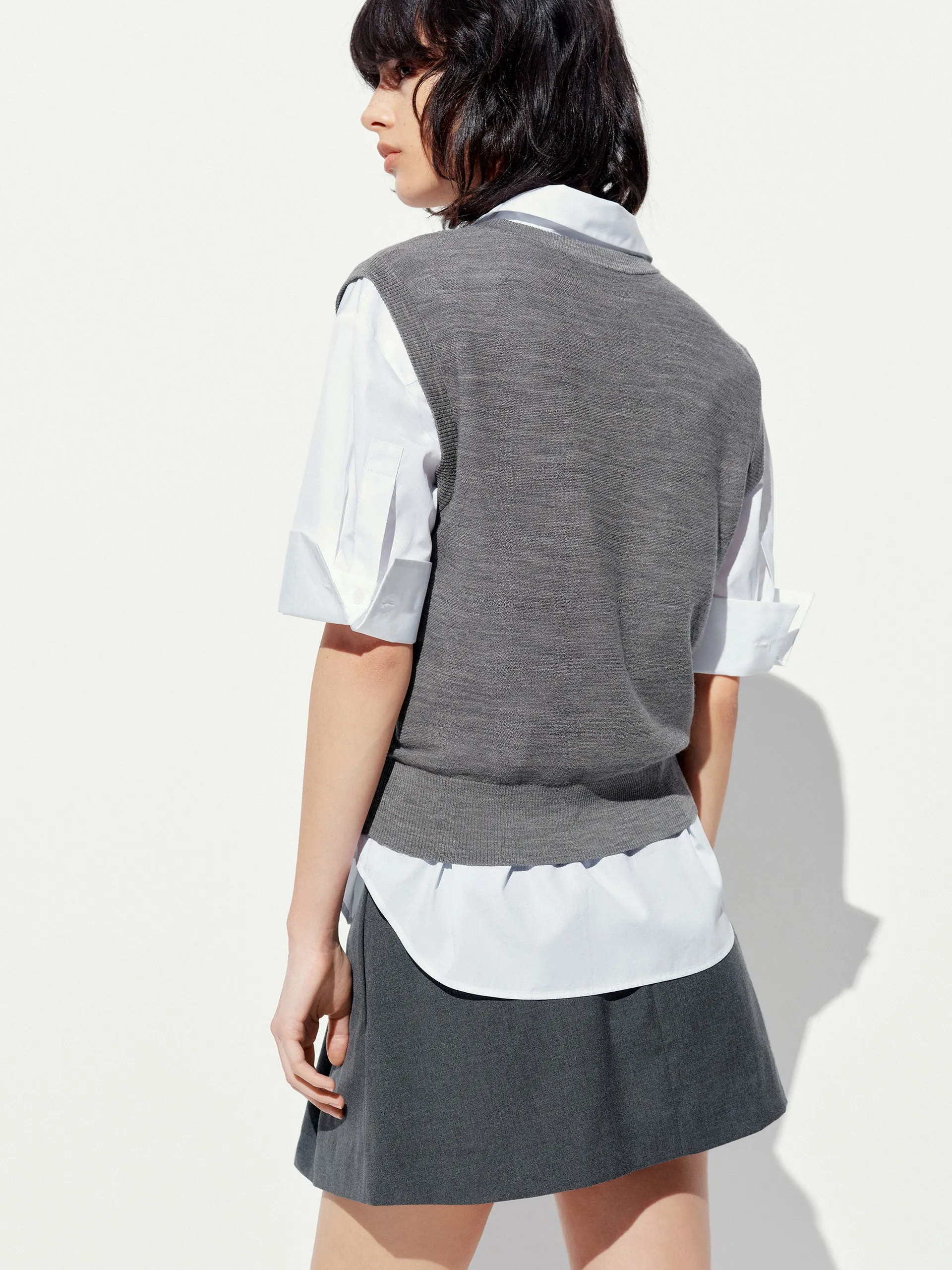 Gilet en laine à col en V