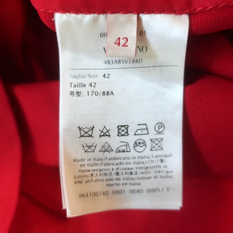 Chemise Valentino à col rosette en coton stretch rouge Taille 42 Manches longues