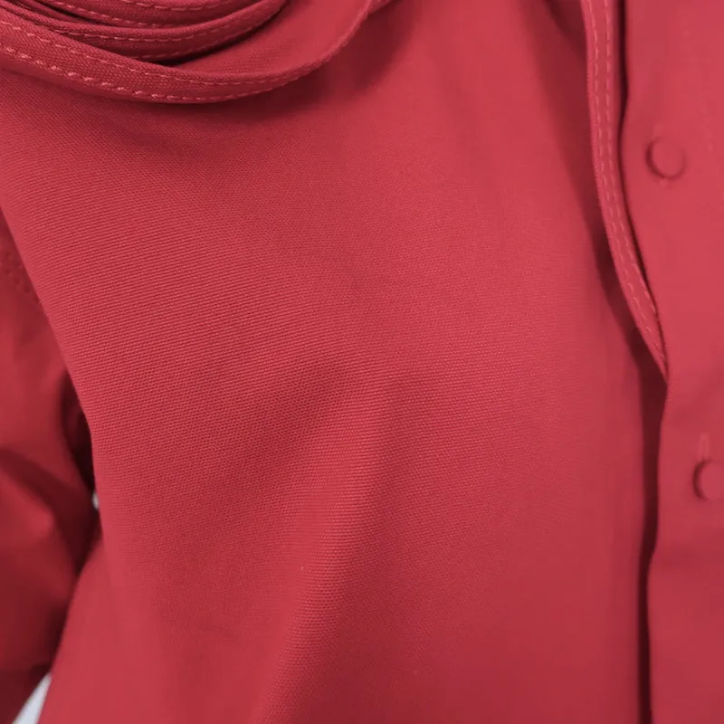 Chemise Valentino à col rosette en coton stretch rouge Taille 42 Manches longues