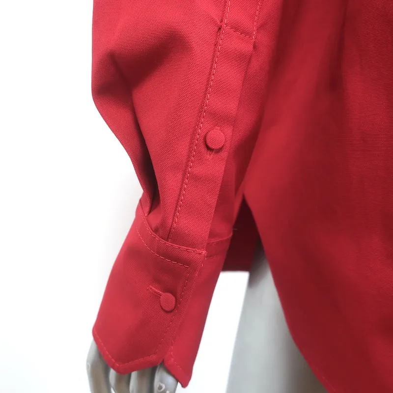 Chemise Valentino à col rosette en coton stretch rouge Taille 42 Manches longues