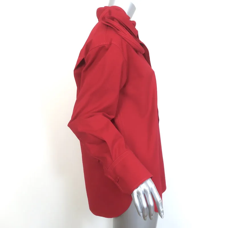 Chemise Valentino à col rosette en coton stretch rouge Taille 42 Manches longues