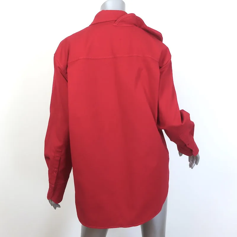 Chemise Valentino à col rosette en coton stretch rouge Taille 42 Manches longues