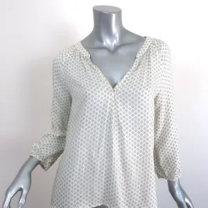 Velvet by Graham & Spencer Blouse Cream Floral Print Size Extra Small V-Neck Top