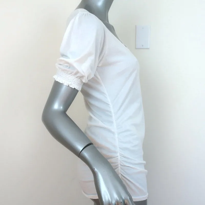 Velvet par Graham & Spencer T-shirt à manches bouffantes Kami Blanc Coton Taille Moyenne NEUF