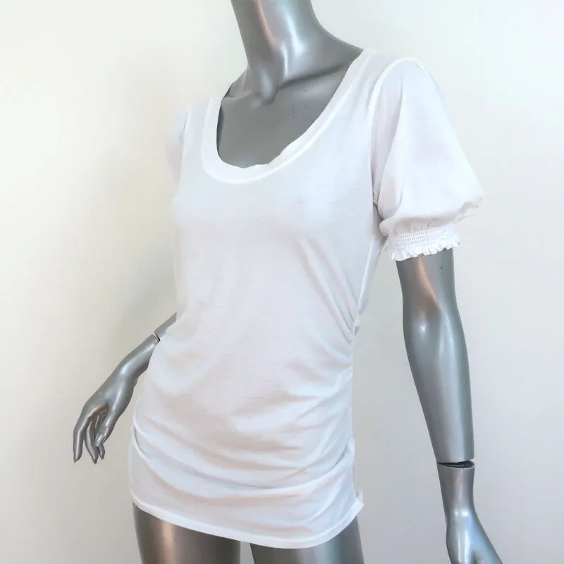 Velvet par Graham & Spencer T-shirt à manches bouffantes Kami Blanc Coton Taille Moyenne NEUF