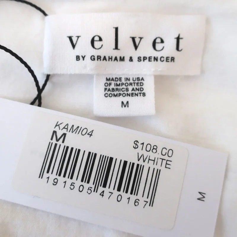 Velvet par Graham & Spencer T-shirt à manches bouffantes Kami Blanc Coton Taille Moyenne NEUF