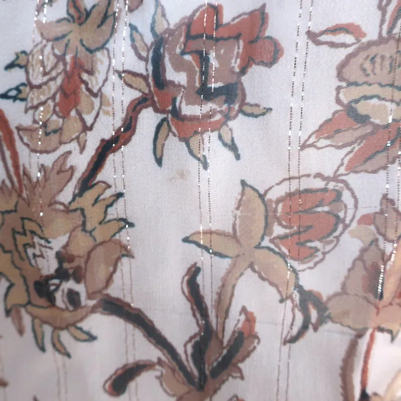 Veronica Beard Blouse Zanita Imprimé Floral Chiffon Volanté Taille 4 Haut à Manches Longues