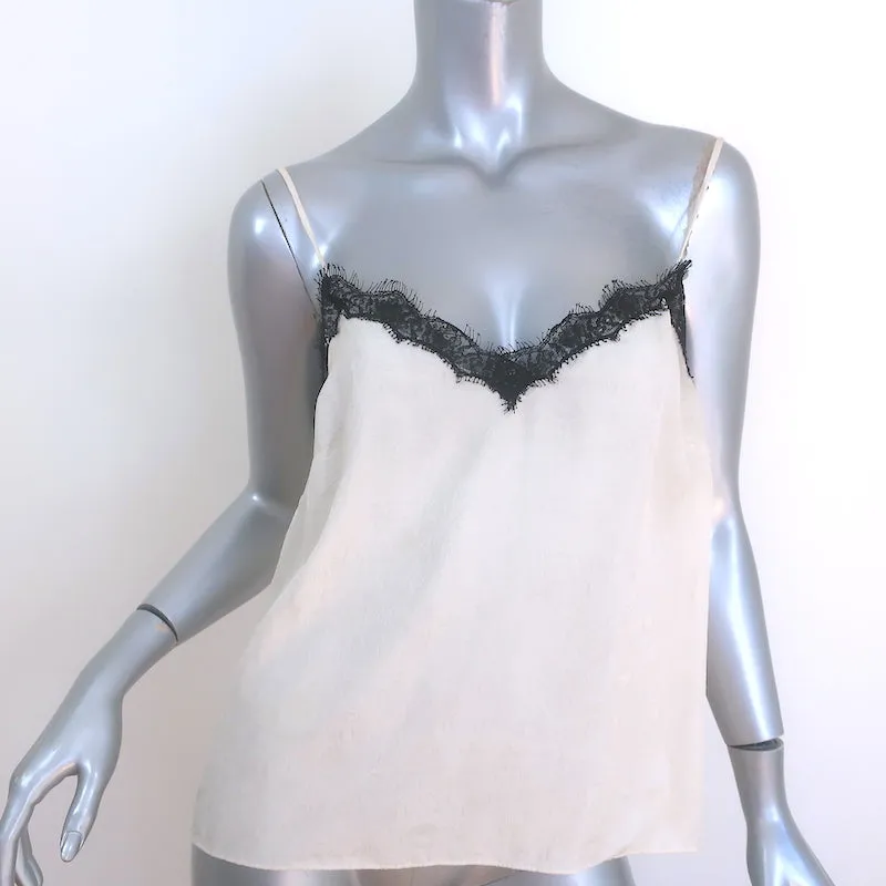 Veronica Beard Ciarlo Haut sans manches à garniture en dentelle Crème Soie Jacquard Taille 4