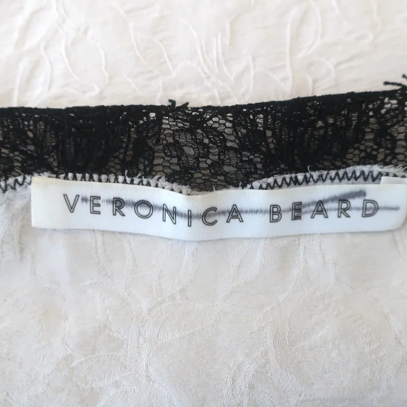 Veronica Beard Ciarlo Haut sans manches à garniture en dentelle Crème Soie Jacquard Taille 4