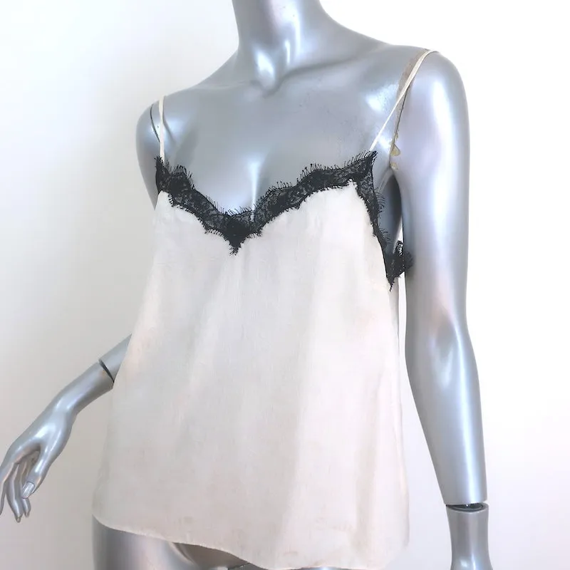 Veronica Beard Ciarlo Haut sans manches à garniture en dentelle Crème Soie Jacquard Taille 4