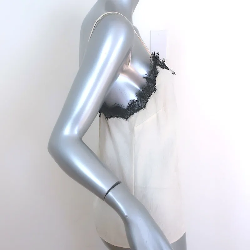 Veronica Beard Ciarlo Haut sans manches à garniture en dentelle Crème Soie Jacquard Taille 4