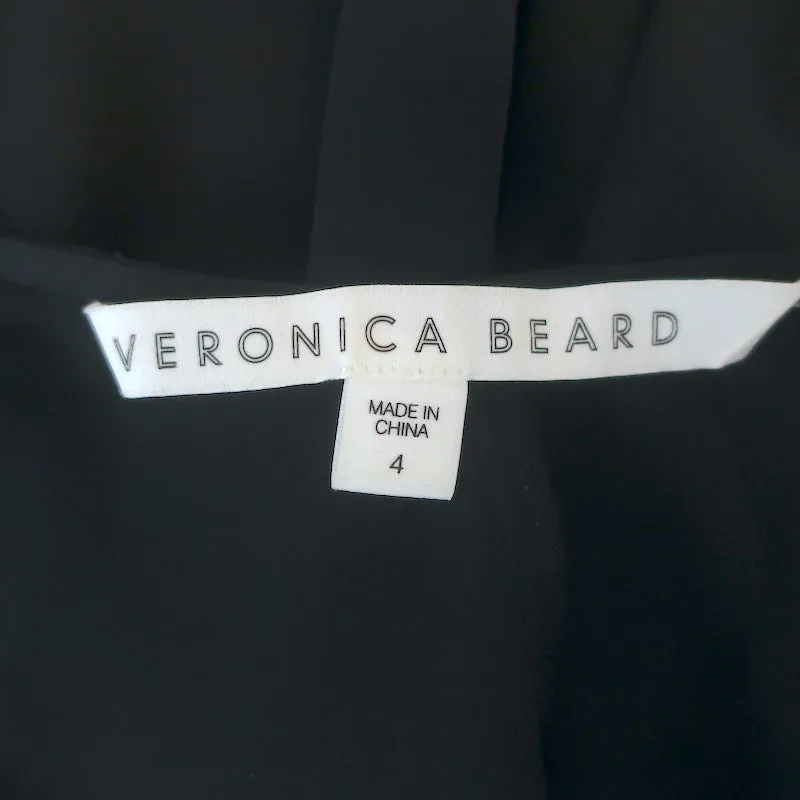 Veronica Beard Chemisier à Volants Mia en Soie Noire Taille 4 à Manches Longues