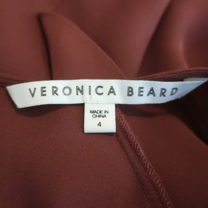Veronica Beard Blouse à Volants Mia en Soie Rouge Taille 4 Haut à Manches Longues