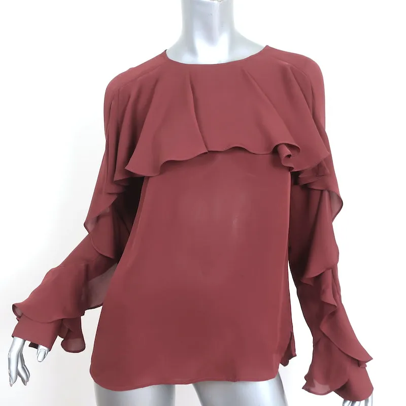 Veronica Beard Blouse à Volants Mia en Soie Rouge Taille 4 Haut à Manches Longues