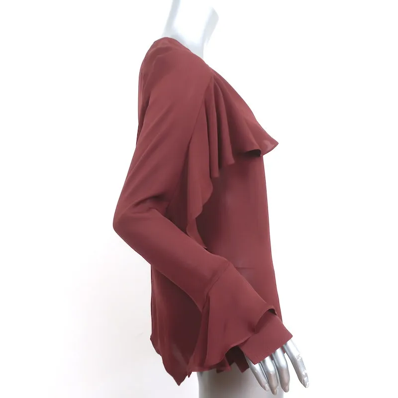 Veronica Beard Blouse à Volants Mia en Soie Rouge Taille 4 Haut à Manches Longues