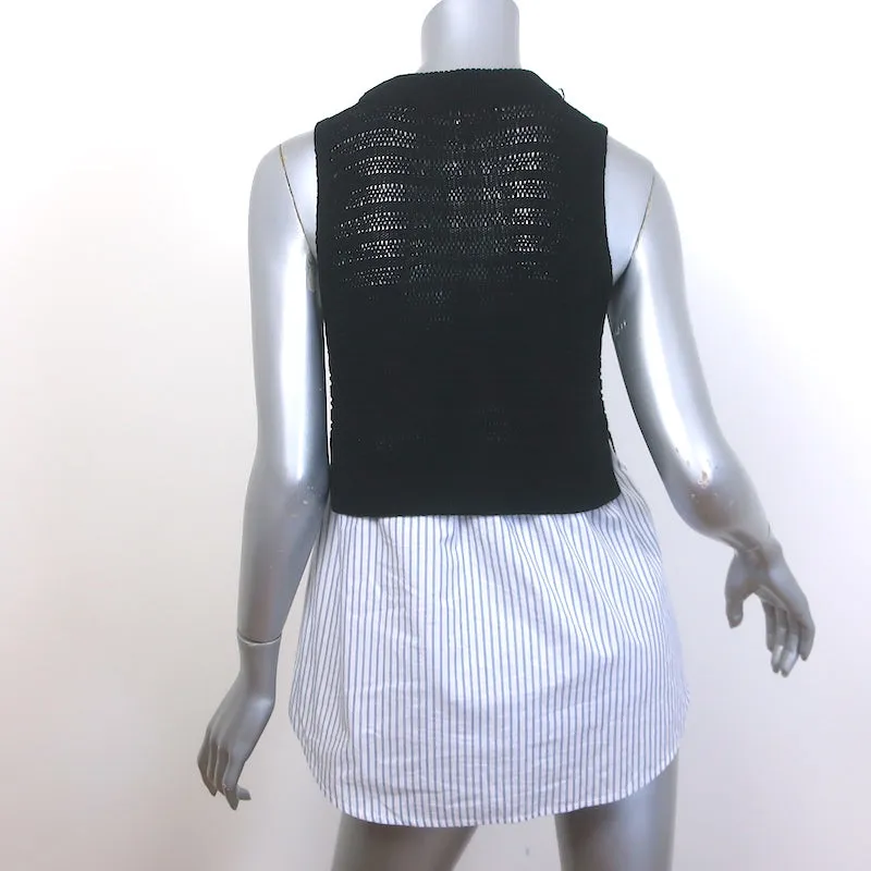 Veronica Beard South Beach Haut Sans Manches en Matière Mixte Tricot Rayé Marine Taille Moyenne