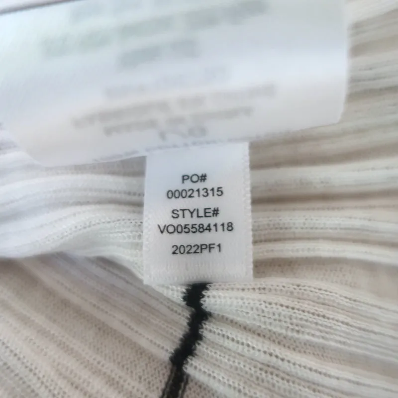 Haut à manches longues Vince Blanc/Noir Rayé Semi-transparent en Coton Taille L NEUF