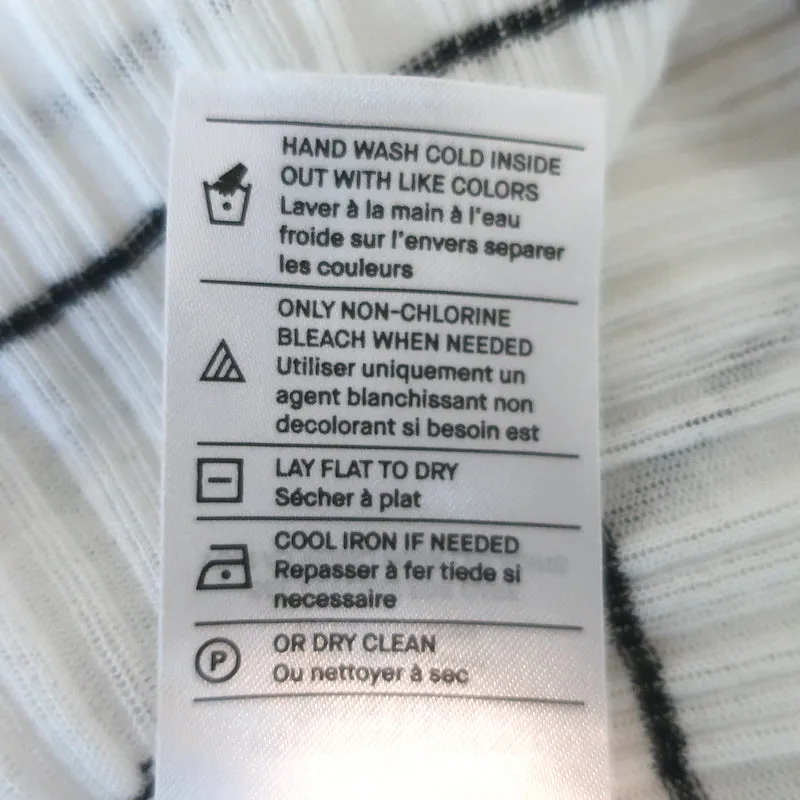 Haut à manches longues Vince Blanc/Noir Rayé Semi-transparent en Coton Taille L NEUF