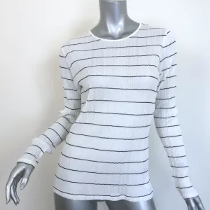 Vince Long Sleeve Top White/Black Striped Semi-Sheer Cotton Size Large NEW