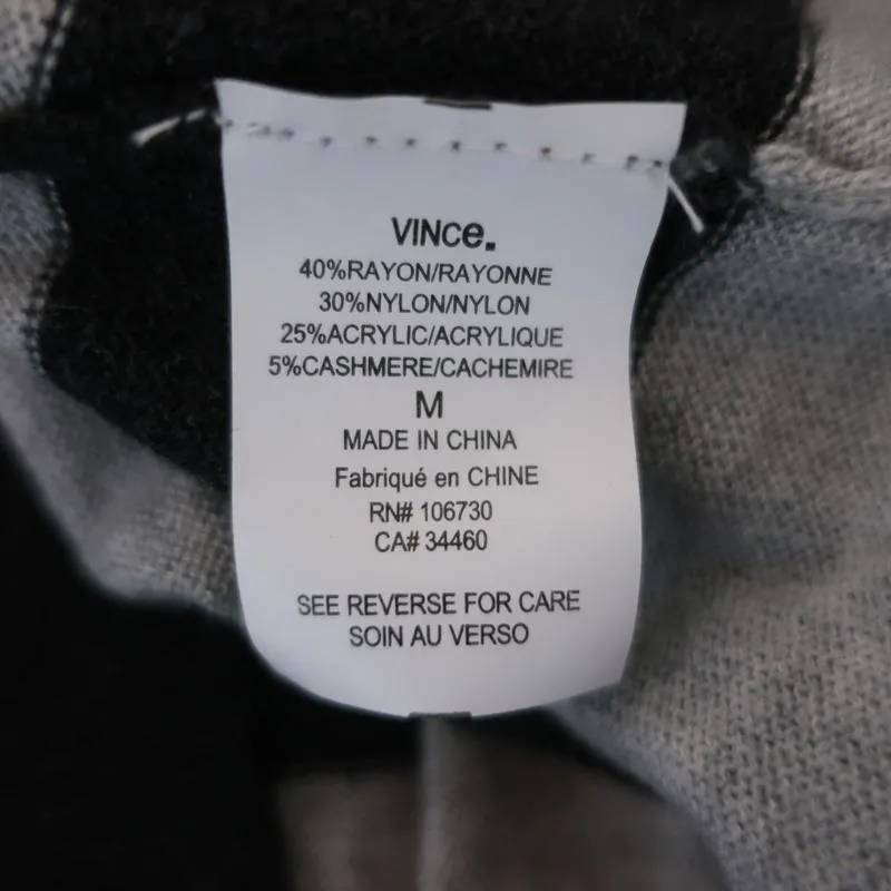 Pull Vince à rayures en maille gris mélange cachemire taille moyenne manches courtes