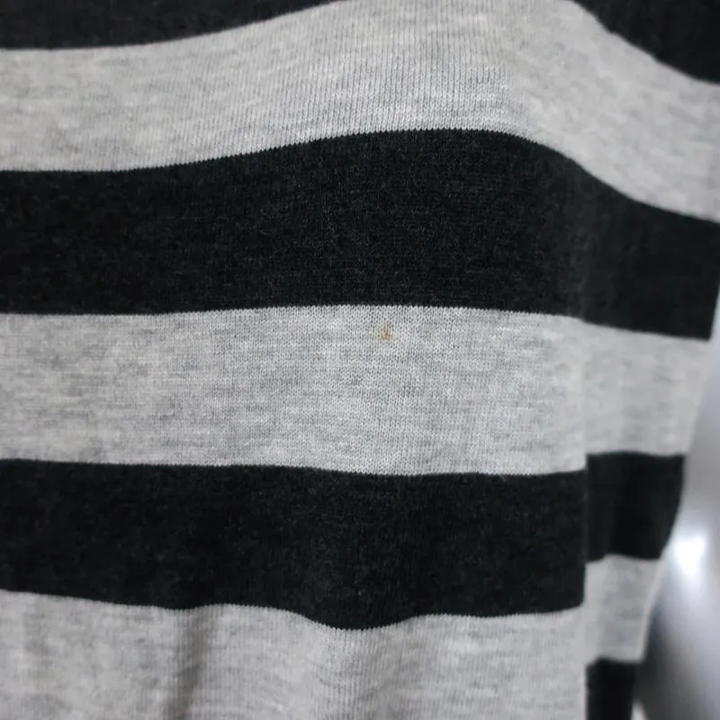 Pull Vince à rayures en maille gris mélange cachemire taille moyenne manches courtes