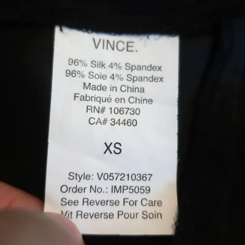 Débardeur Vince Noir en Soie Élasticisée Taille Très Petite Blouse sans Manches