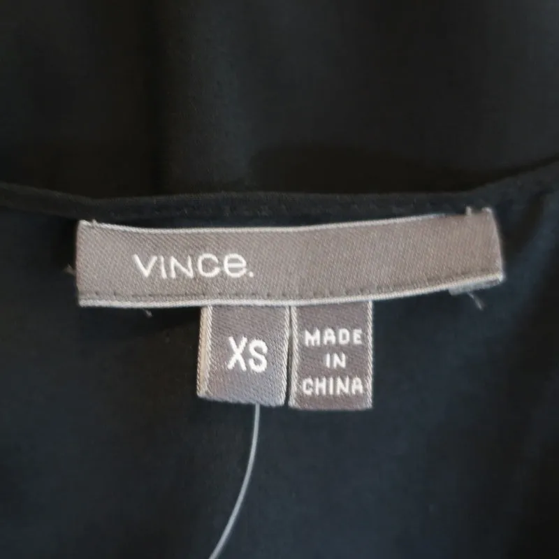 Débardeur Vince Noir en Soie Élasticisée Taille Très Petite Blouse sans Manches
