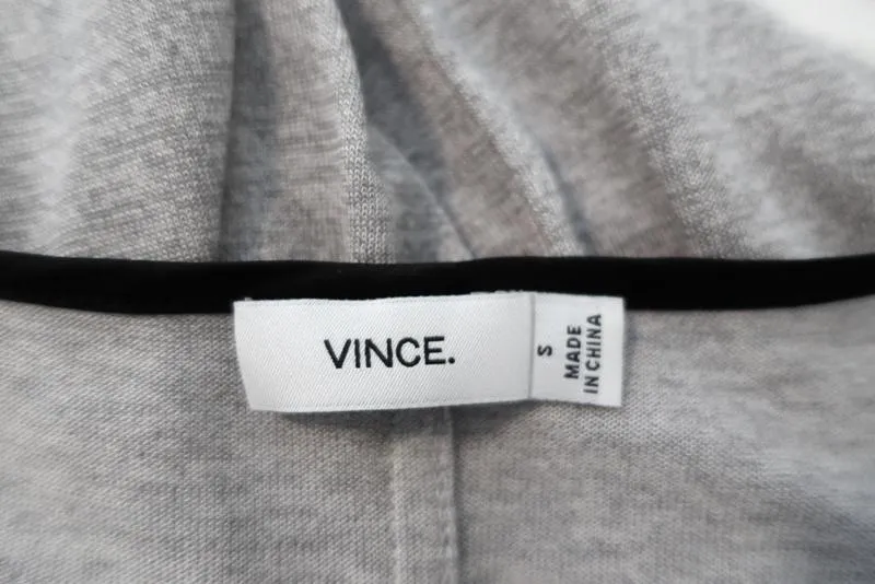 Vince Top Heather Silver Jersey Taille Petit T-shirt à encolure ronde avec passepoil contrasté