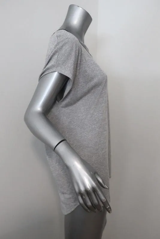 Vince Top Heather Silver Jersey Taille Petit T-shirt à encolure ronde avec passepoil contrasté