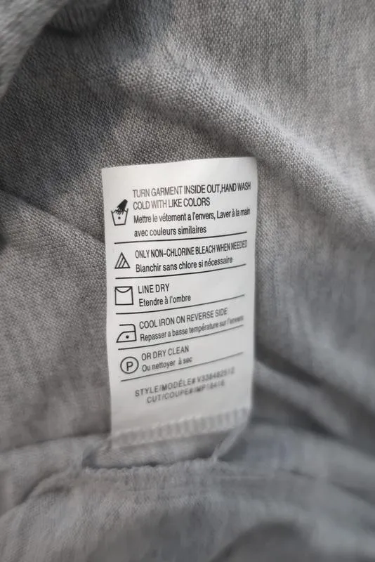 Vince Top Heather Silver Jersey Taille Petit T-shirt à encolure ronde avec passepoil contrasté
