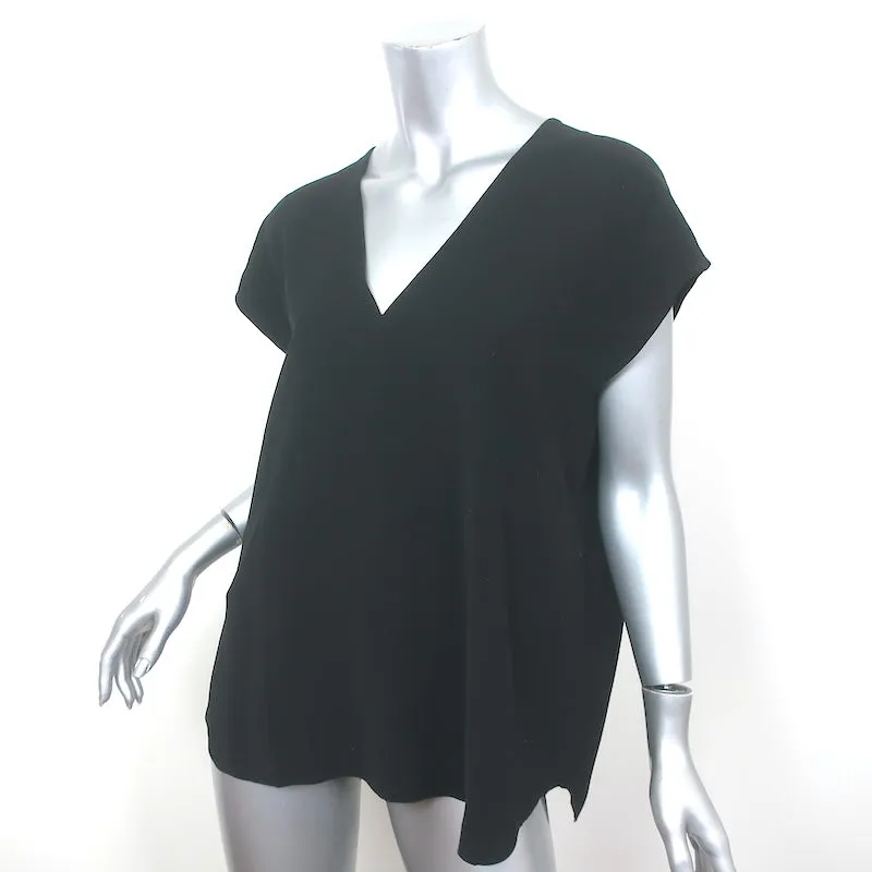 Vince Blouse à encolure en V Noir Taille Extra Large Haut à manches courtes NEUF