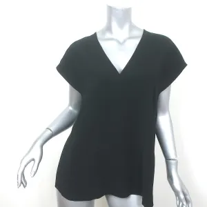 Vince V-Neck Blouse Black Size Extra Large Cap Sleeve Top NEW