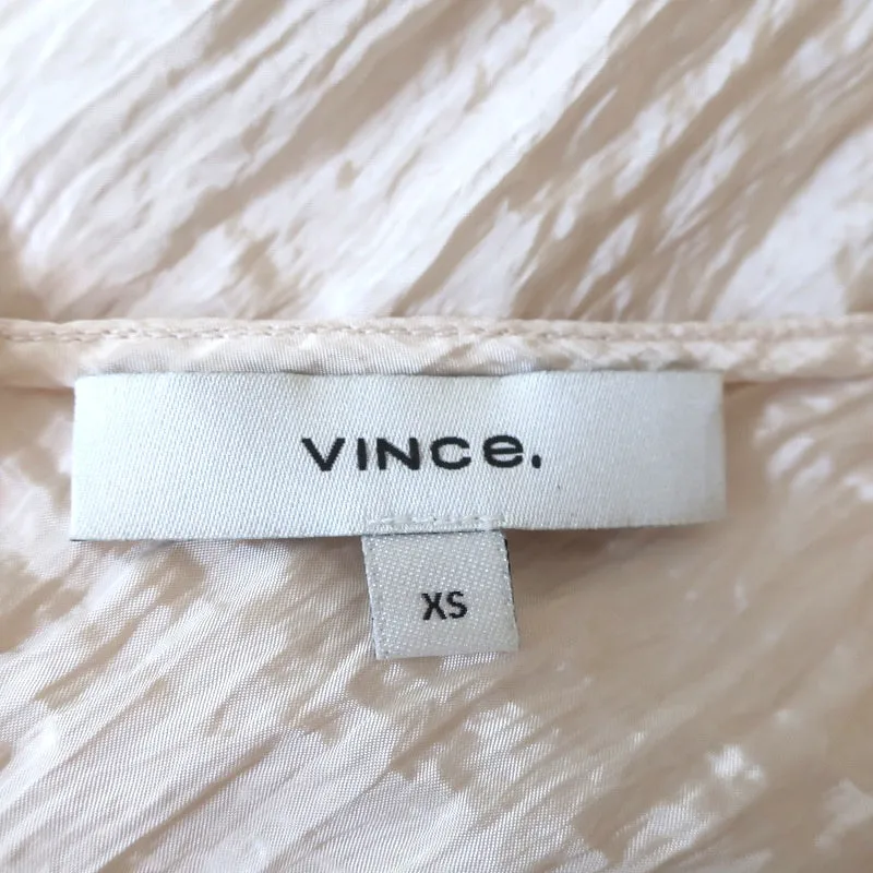 Vince V-Neck Pullover Haut en Satin Froissé Ivoire Taille Très Petit Blouse à Boutons