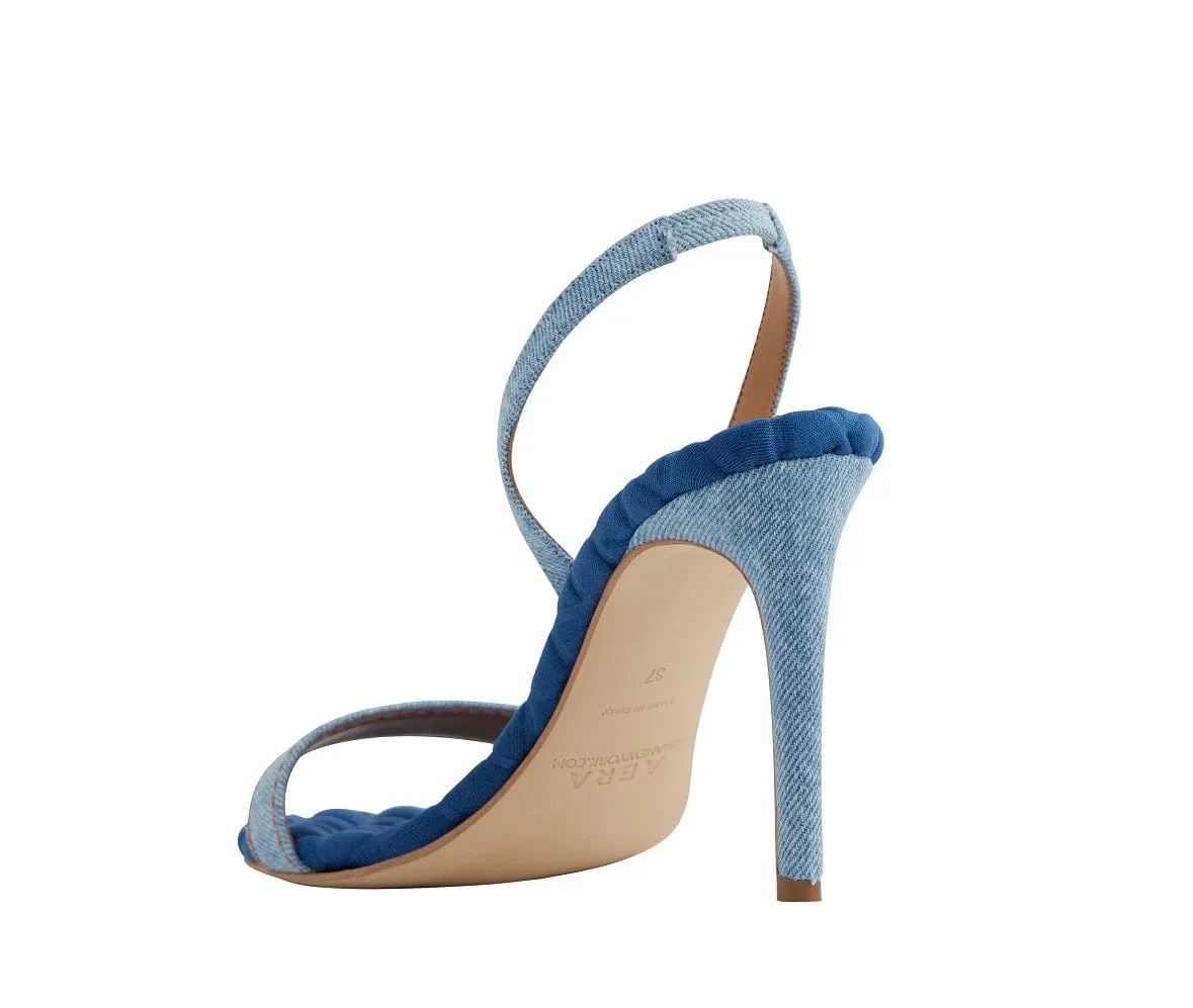 Sandales à talons hauts vegan Vivien Cotton | Denim bleu