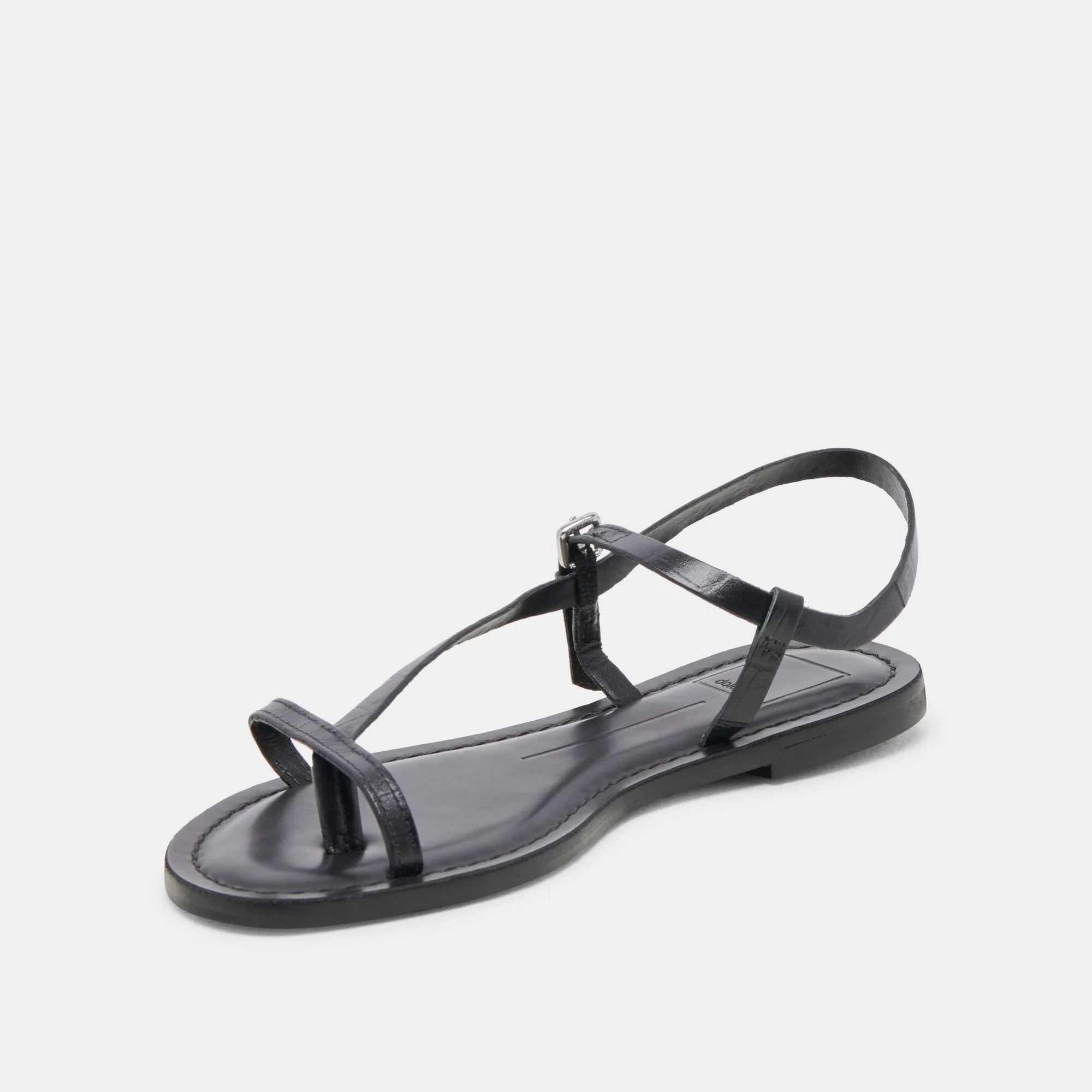 SANDALES WANDRE NOIR EN CUIR GAUFRÉ