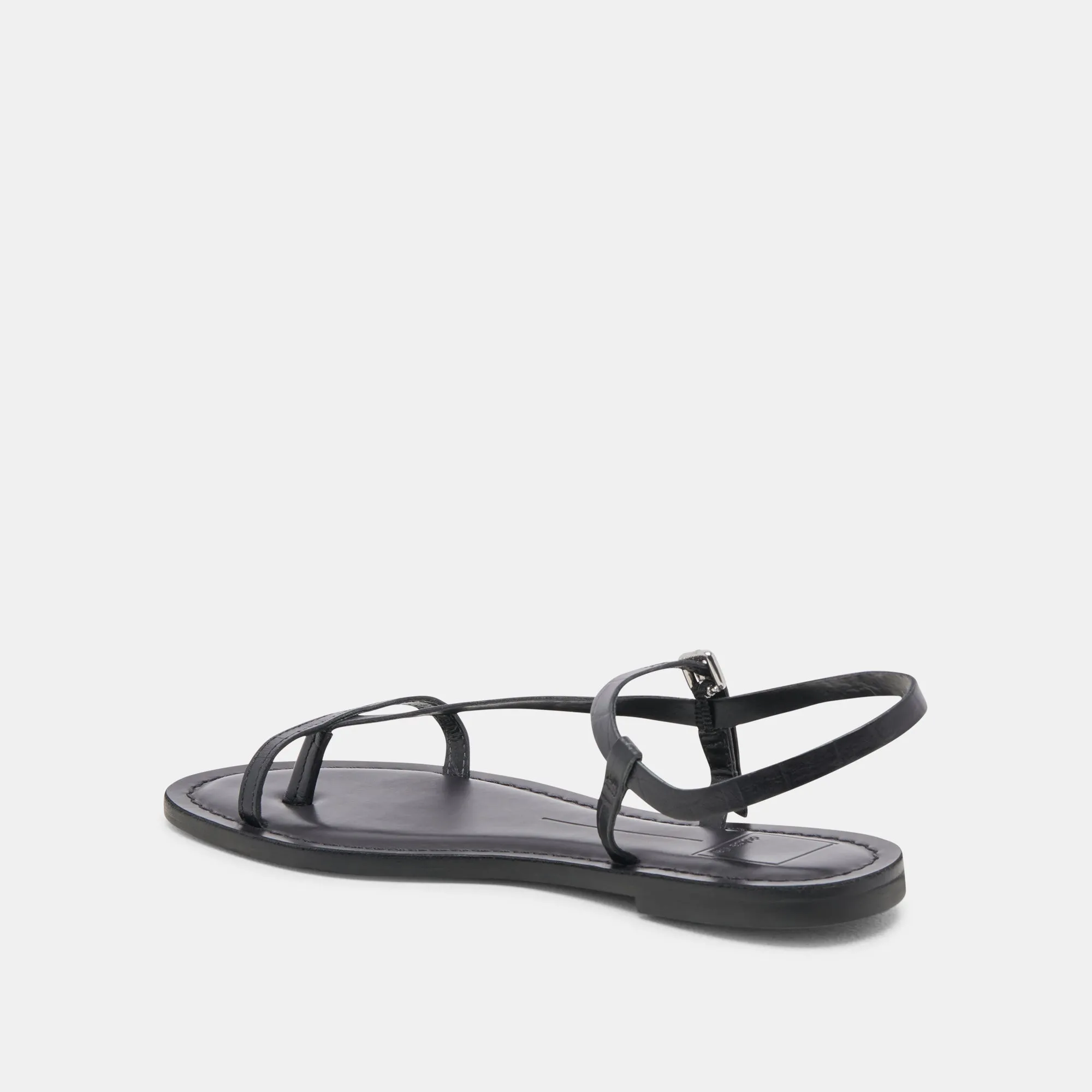 SANDALES WANDRE NOIR EN CUIR GAUFRÉ