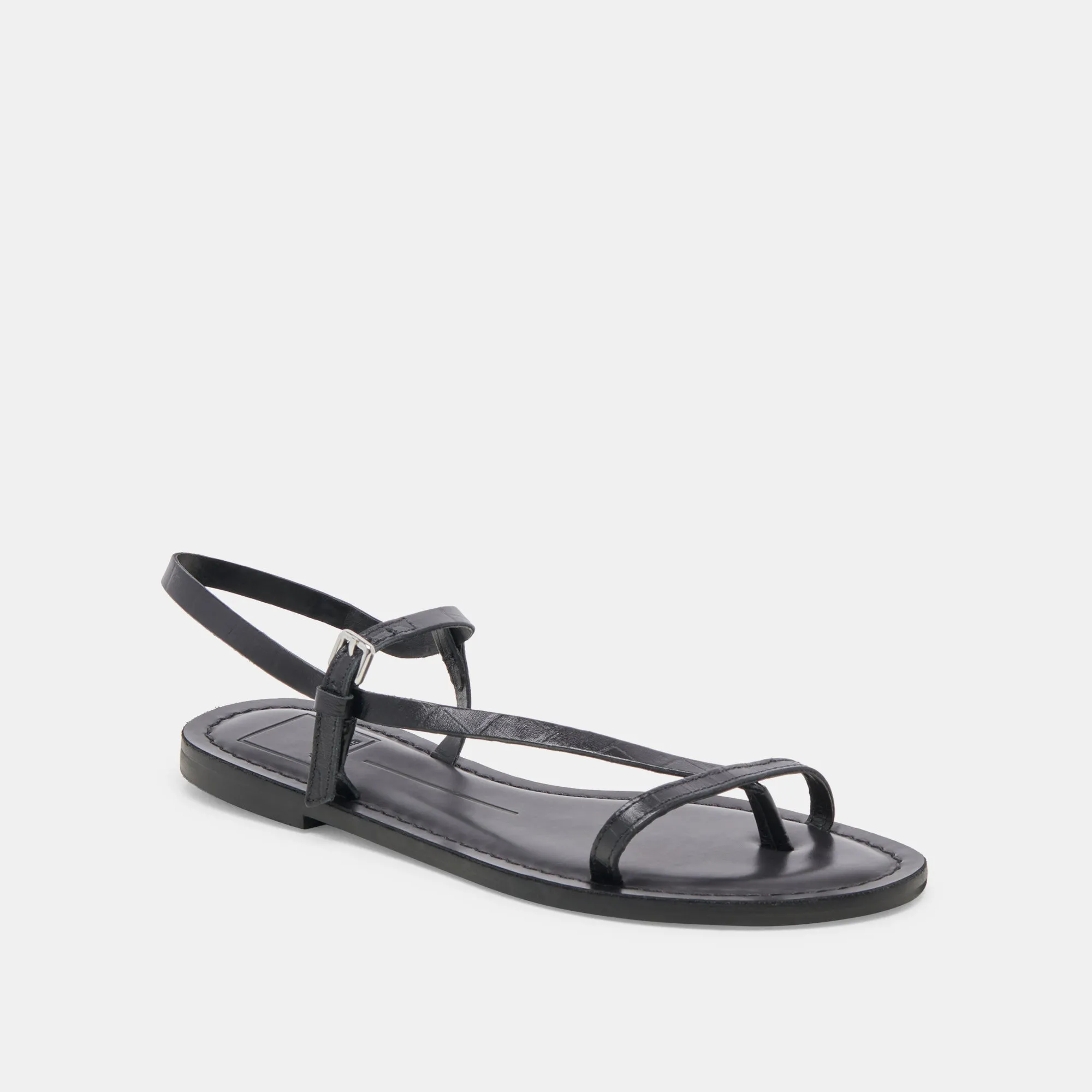 SANDALES WANDRE NOIR EN CUIR GAUFRÉ