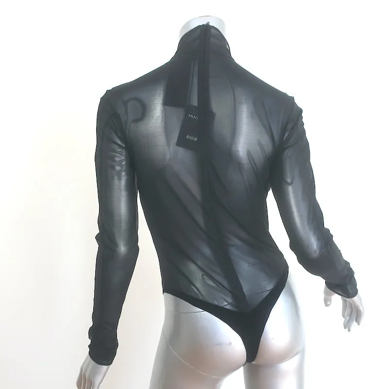Wolford x Mugler Combinaison Moulante Flock Shaping Noir Velours & Maille Taille Moyenne NEUVE
