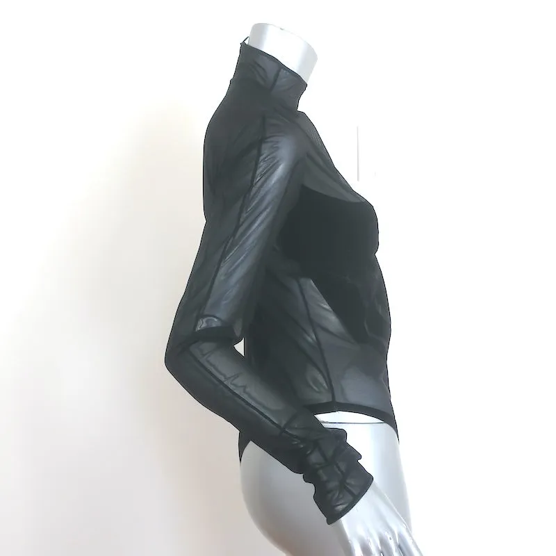 Wolford x Mugler Combinaison Moulante Flock Shaping Noir Velours & Maille Taille Moyenne NEUVE